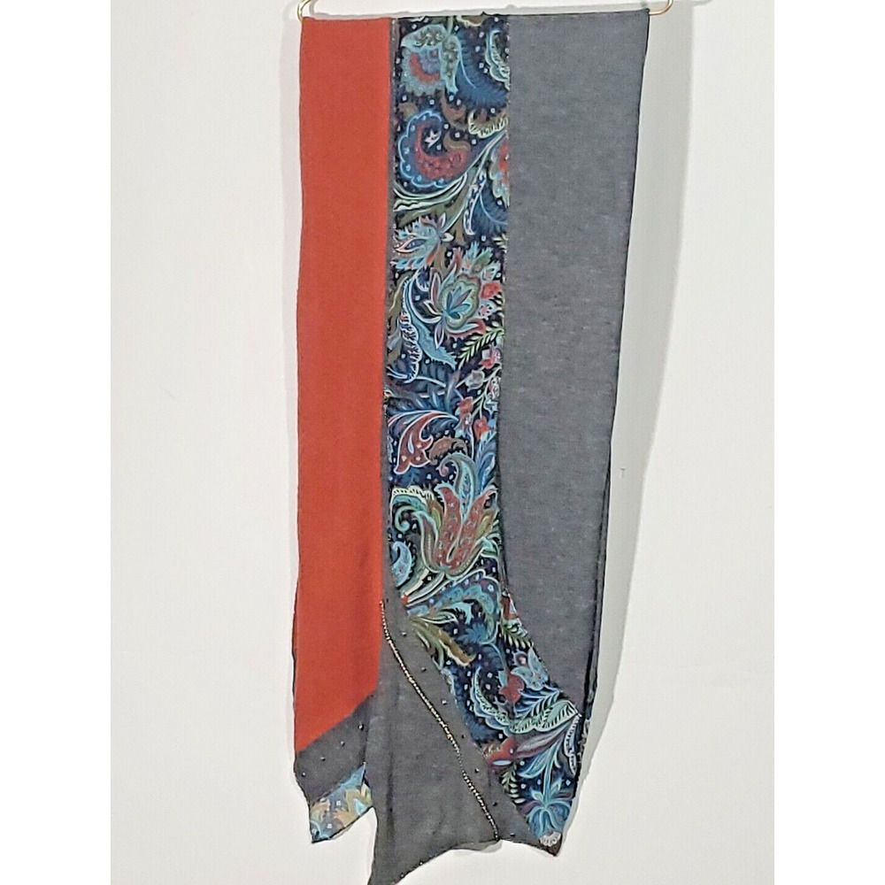 Bohemian Artsy Patchwork Rectangular Asymmetrical Hem Neckwarmer Wrap Scarf